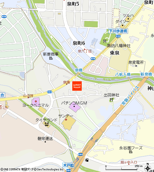 サンデーいわき泉店付近の地図